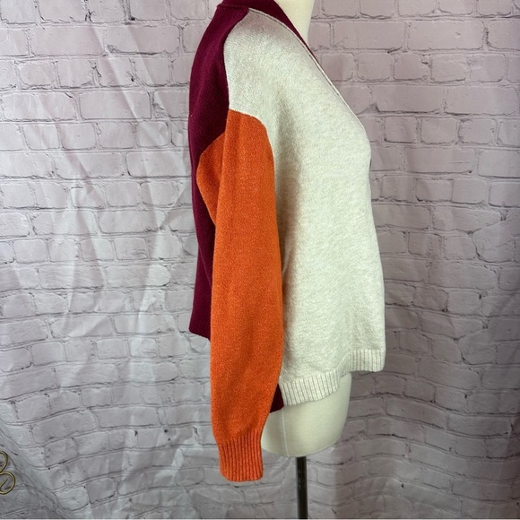 LOFT ann taylor color block boxy Cardigan Sweater sz XS cotton blend classic - Picture 2 of 8